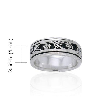 Silver Flower Spinner Ring TR1690 - Jewelry